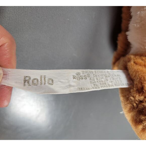 Russ Berrie Rollo Puppet Plush Brown Raccoon Hand Puppet 9" Vintage Toy - Picture 15 of 16